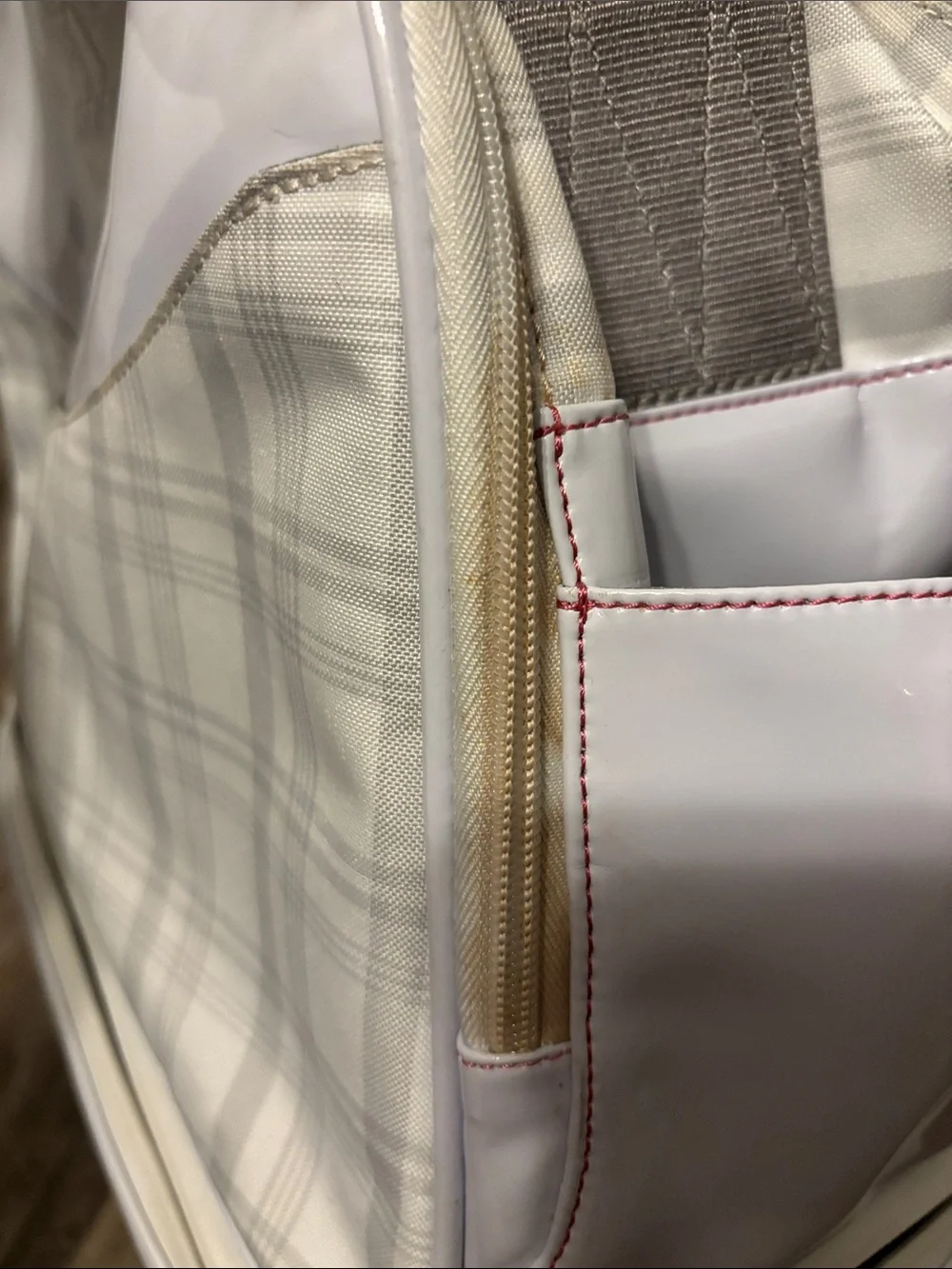 adidas White and Light Gray Plaid Messenger Bag / golf bag unisex